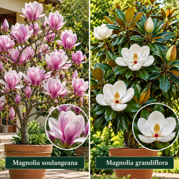 Magnolia Soulangeana And Magnolia Grandiflora Plants 
